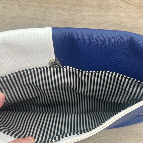 NINE WEST Vintage Inspired Color Block Envelope Bag Blue White Shoulder & Clutch - Picture 6 of 13